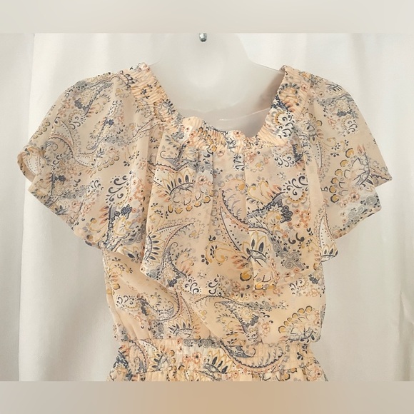 Y2K  Cream and Blue paisly floral  Maxi Dress XXS - Picture 5 of 6